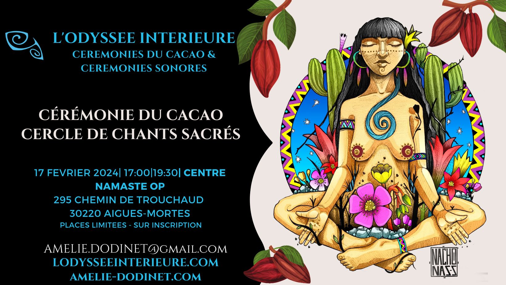 cérémonie du cacao et cercle de chants sacrés février 2024 Aigues Mortes Occitanie